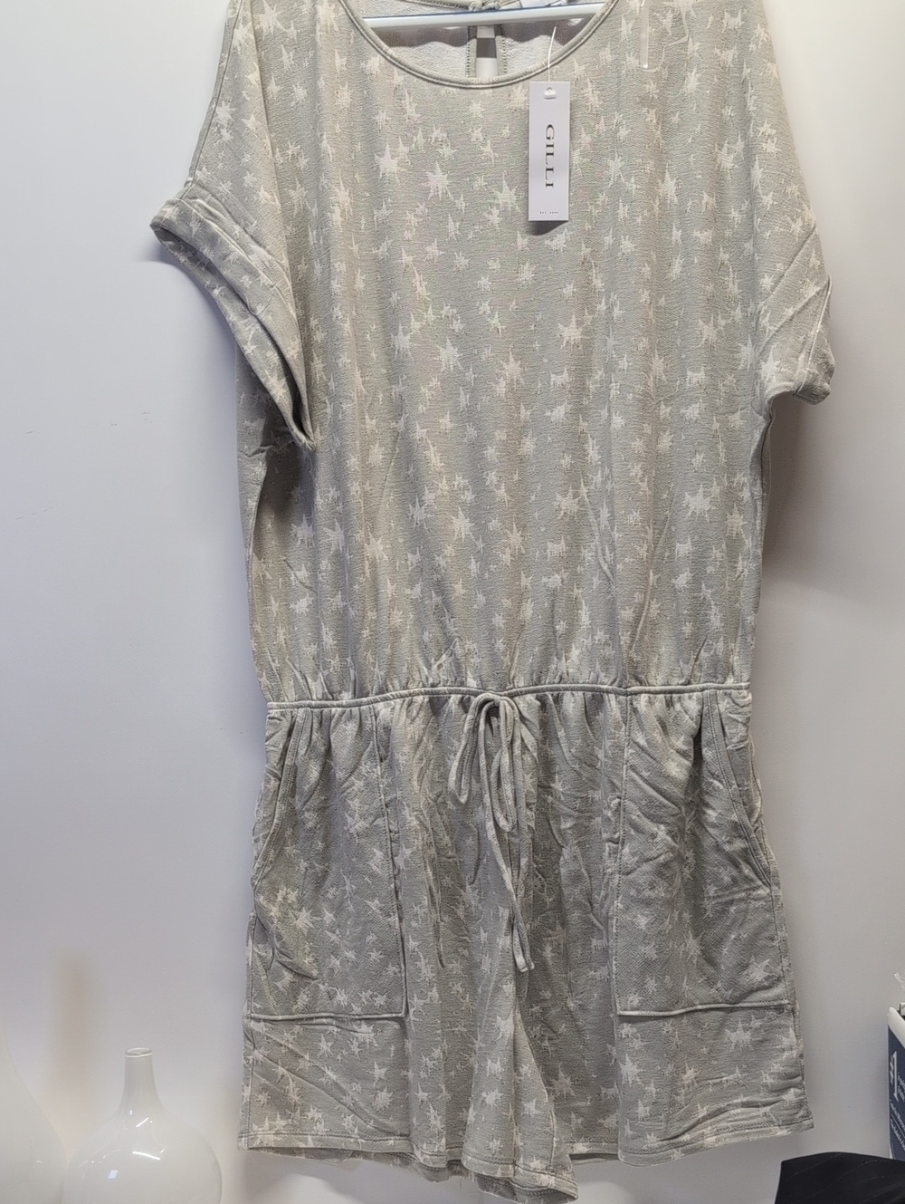 Gilli Cream Star-Print Drawstring Womens Romper